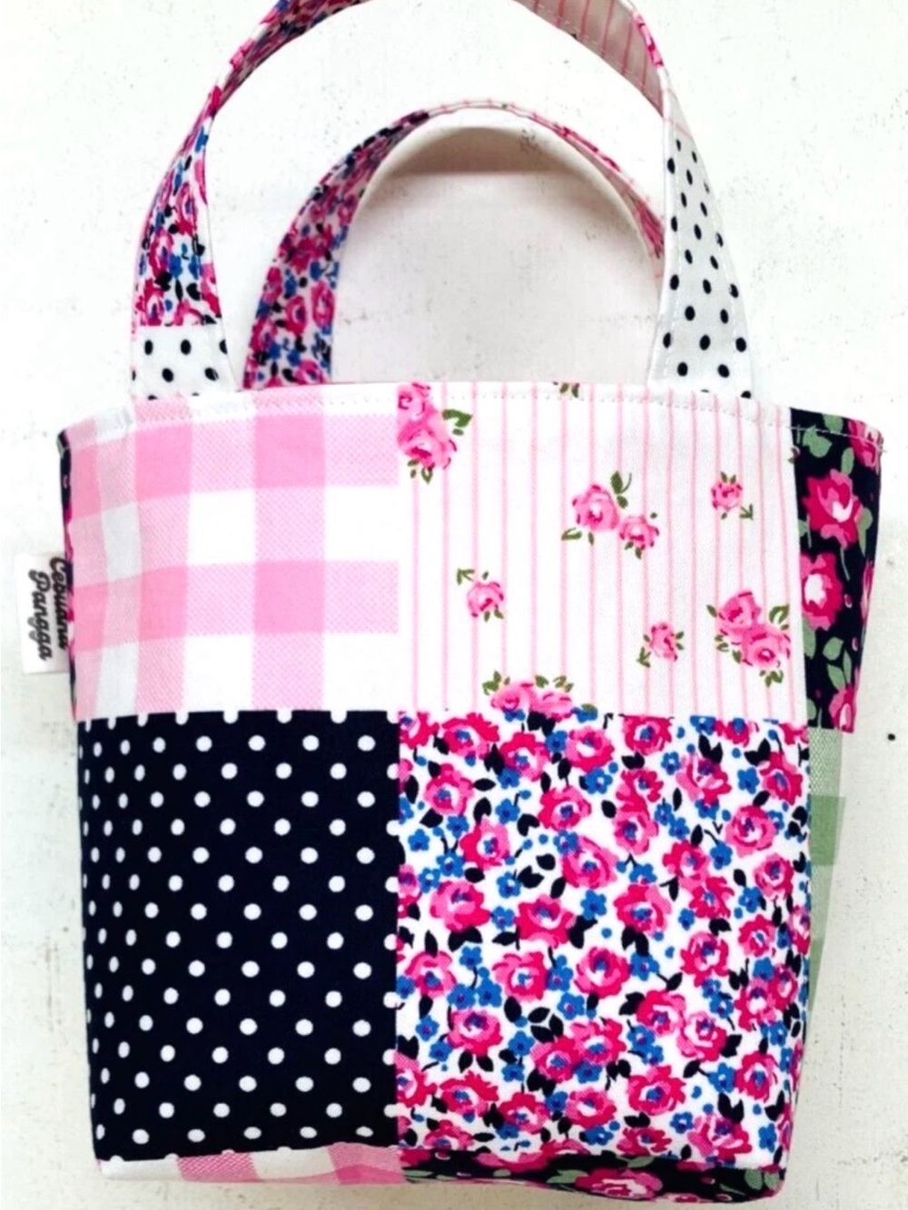 Pink Floral Patchwork Mini Tote Bag